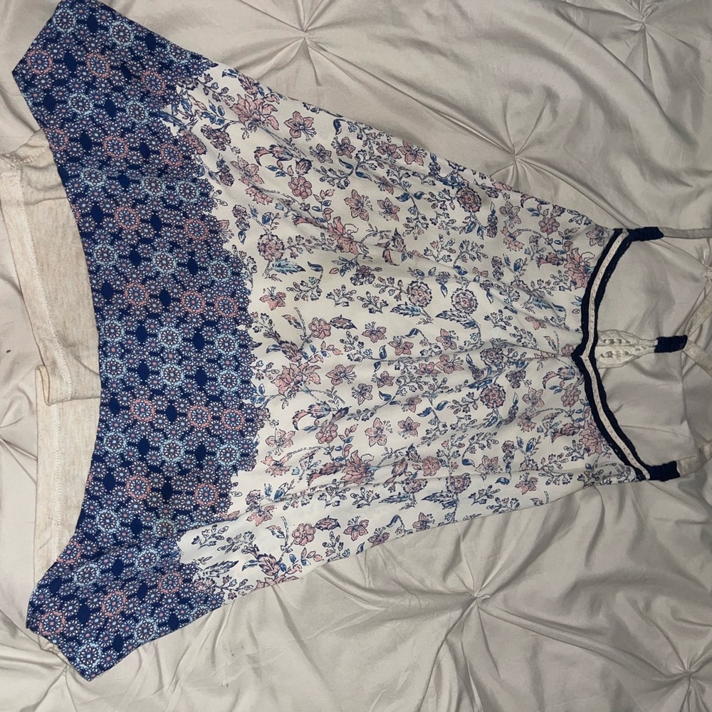 Maurices Asymmetrical Blue and Pink Tank Top